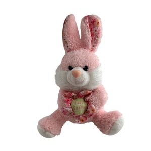 Walmart Pink Plush Bunny Rabbit Stuffed Animal Toy "Happy Easter" Flower 9" Baby